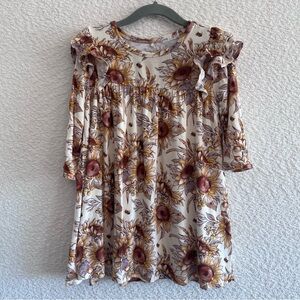 Posh Peanut Girls Sunflower Twirl Long Sleeves Dress Bamboo Size‎ 5T